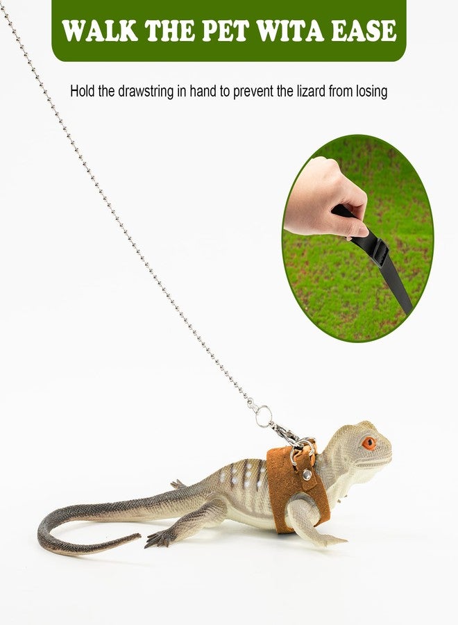 Swirge Bearded Dragon Leash and Harness Set, with Bearded Dragon Skateboard, Adjustable Lizard Leash Soft Leather Harness Climbing Accessories for Reptile Rat Tortoise (Brown) - Image 4